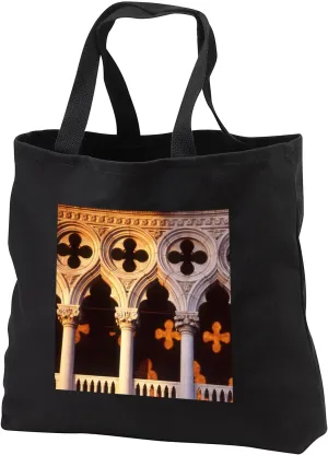 Black Tote Bag 14w x 14h x 3d - Detail of The Doges Palace, Piazzo San Marco, Venice, Italy Architecture