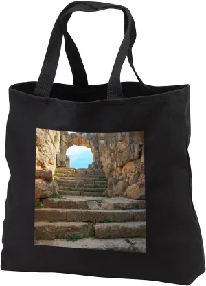 Black Tote Bag 14w x 14h x 3d - Turkey, Anatolia, Aydin, Stairway into the ruins of Miletus. Architecture