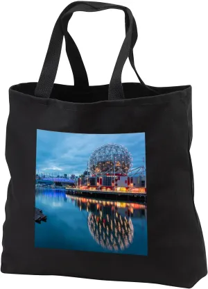 Black Tote Bag JUMBO 20w x 15h x 5d - Looking across the bay to the city of Vancouver, B.C., Canada Cities