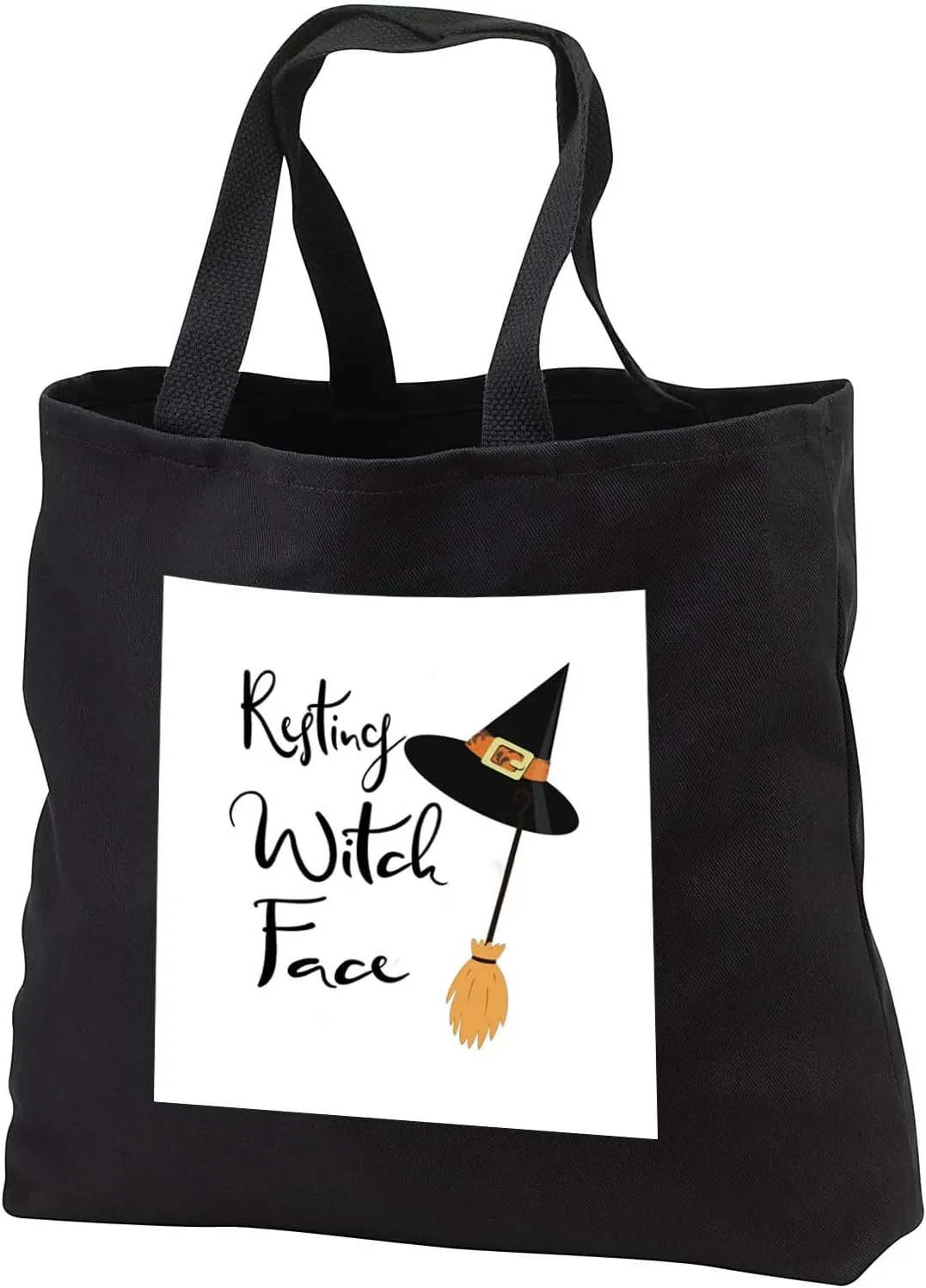 Black Tote Bag JUMBO 20w x 15h x 5d - Resting Witch Face - Halloween Saying Quotes, Sayings, and Typography