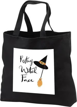 Black Tote Bag JUMBO 20w x 15h x 5d - Resting Witch Face - Halloween Saying Quotes, Sayings, and Typography
