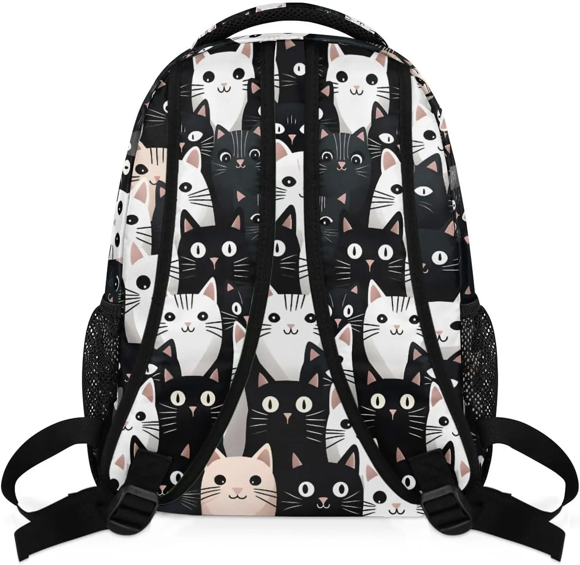 Black White Cat Backpack for Women Men Carry On Travel Backpack 16 Inch Lightweight Laptop Bag Purse Casual Daypack Backpacks for Hiking Work Gym