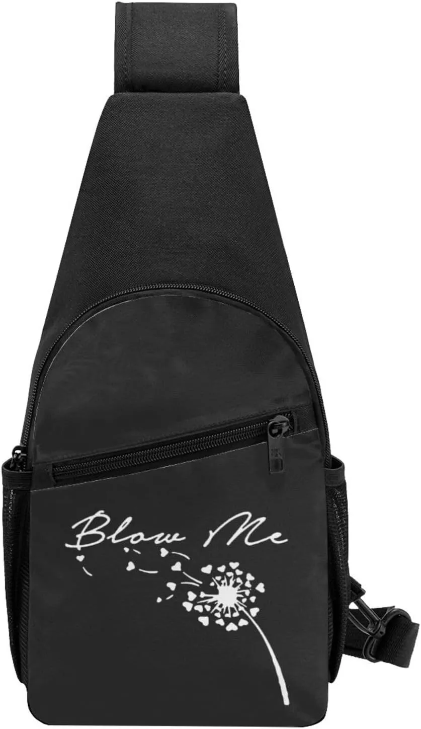 Blow Me Dandelion Sling Bag Crossbody Backpack Shoulder Casual Daypack Bags for Men Women
