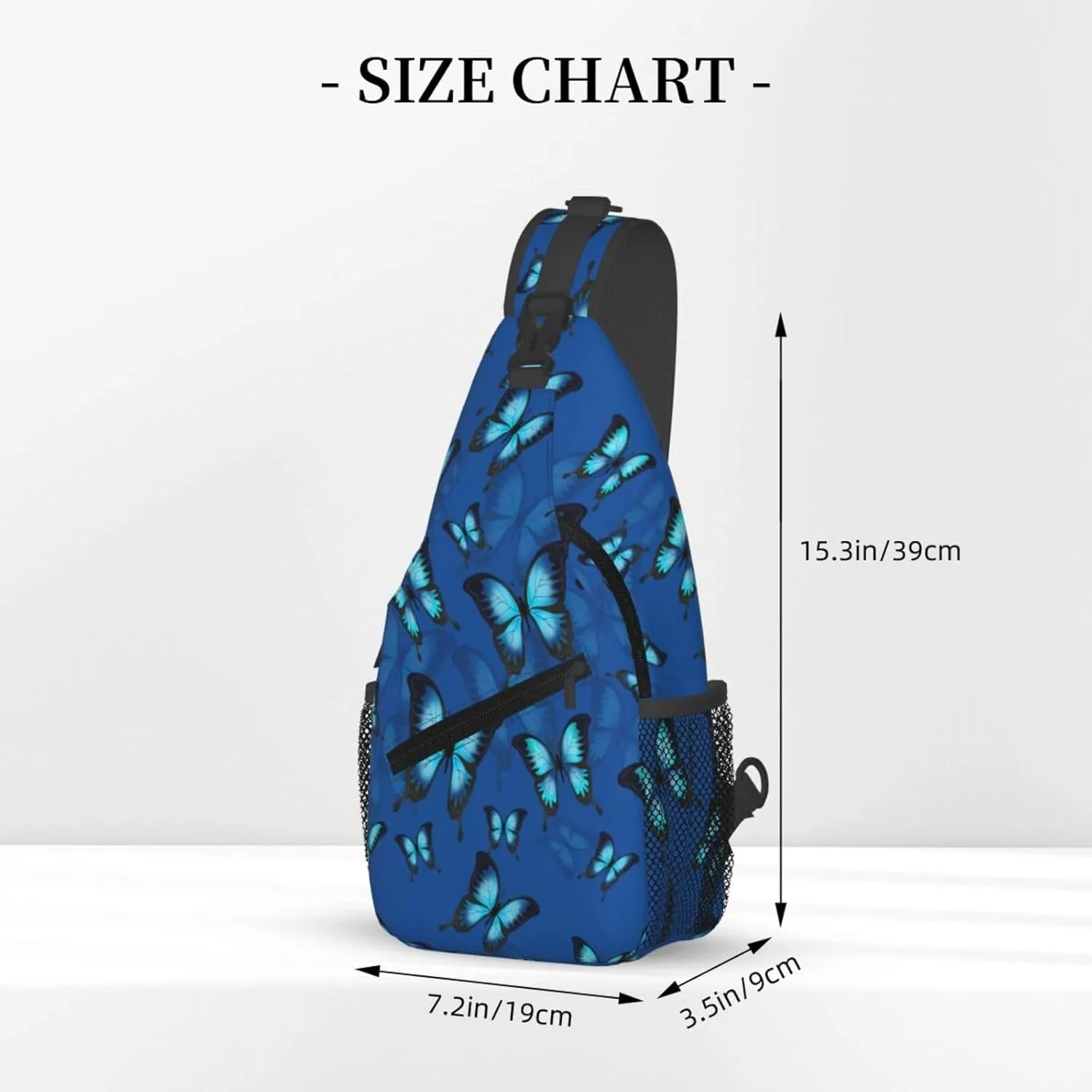 Blue Butterflies Chest Sling Bag Crossbody Shoulder Backpack Bag Gym Cycling Daypack Travel Hiking Cross Bag