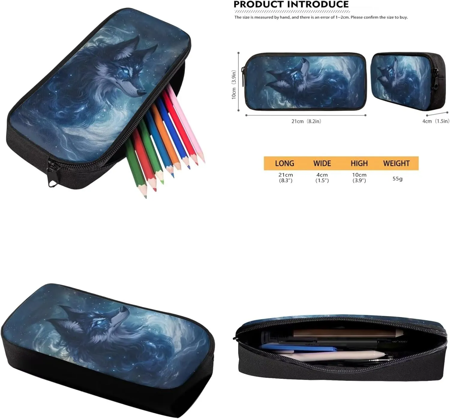 Blue Wolf Backpack for Boys Kids BookBag with Lunch Box Set of 4 Kids School Bag with Water Bottle Sleeve and Pencil Case 17 inch Lightweight Elementary School Backpacks for Boys