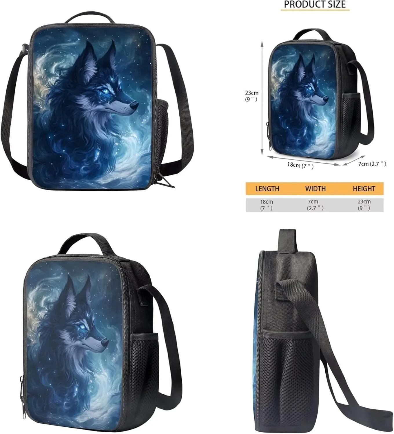 Blue Wolf Backpack for Boys Kids BookBag with Lunch Box Set of 4 Kids School Bag with Water Bottle Sleeve and Pencil Case 17 inch Lightweight Elementary School Backpacks for Boys