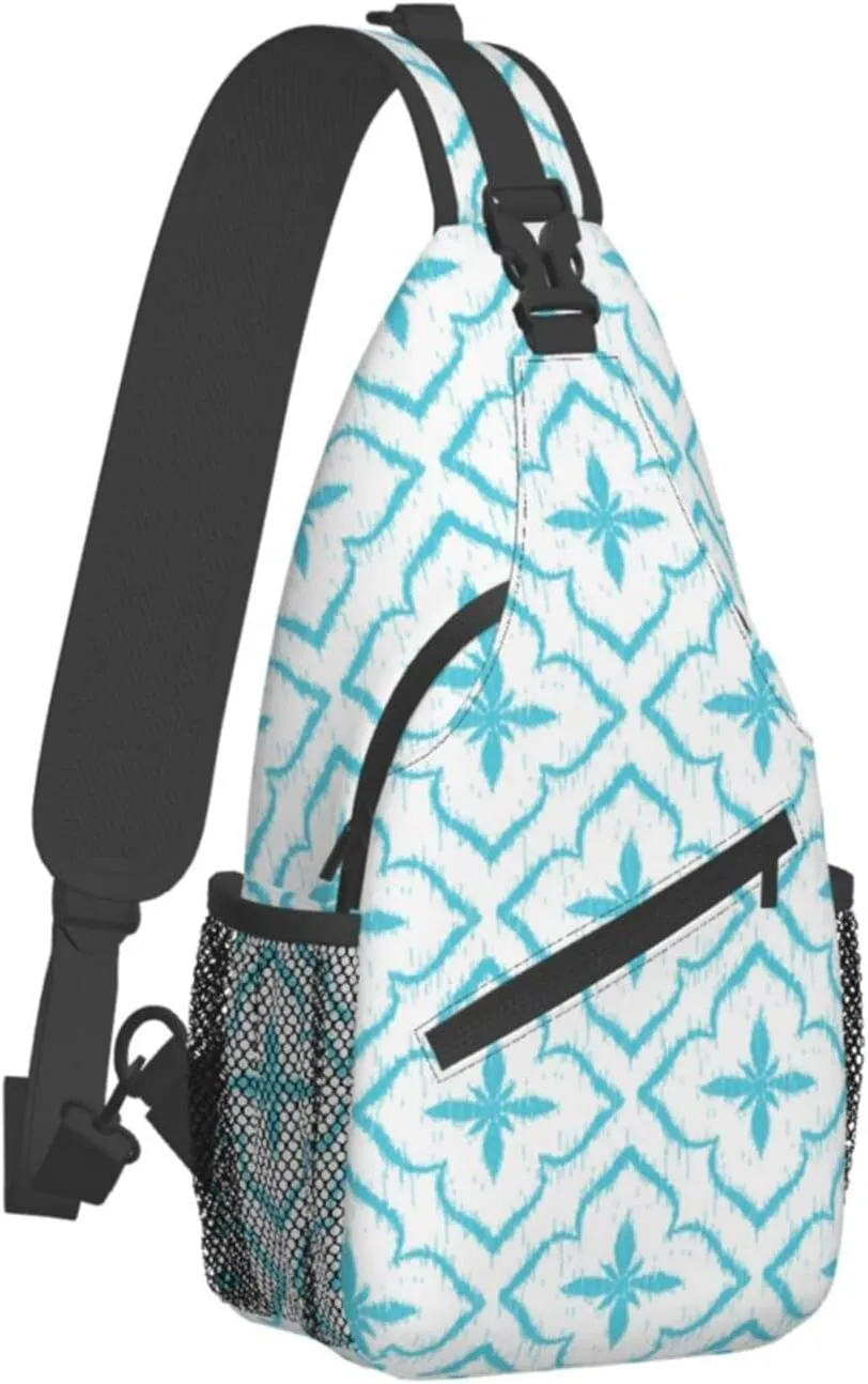 Boho Indian Tribal Ethnic Small Sling Bag for Women Men Crossbody Backpack Cycling Hiking Daypack Chest Shoulder Bag with Adjustable Strap
