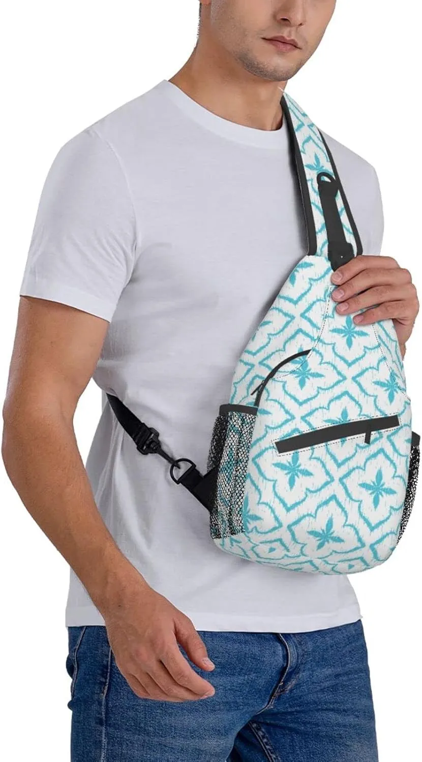 Boho Indian Tribal Ethnic Small Sling Bag for Women Men Crossbody Backpack Cycling Hiking Daypack Chest Shoulder Bag with Adjustable Strap