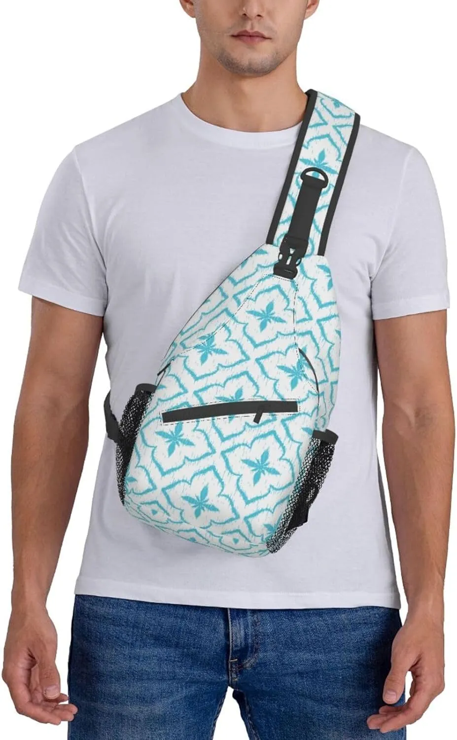 Boho Indian Tribal Ethnic Small Sling Bag for Women Men Crossbody Backpack Cycling Hiking Daypack Chest Shoulder Bag with Adjustable Strap