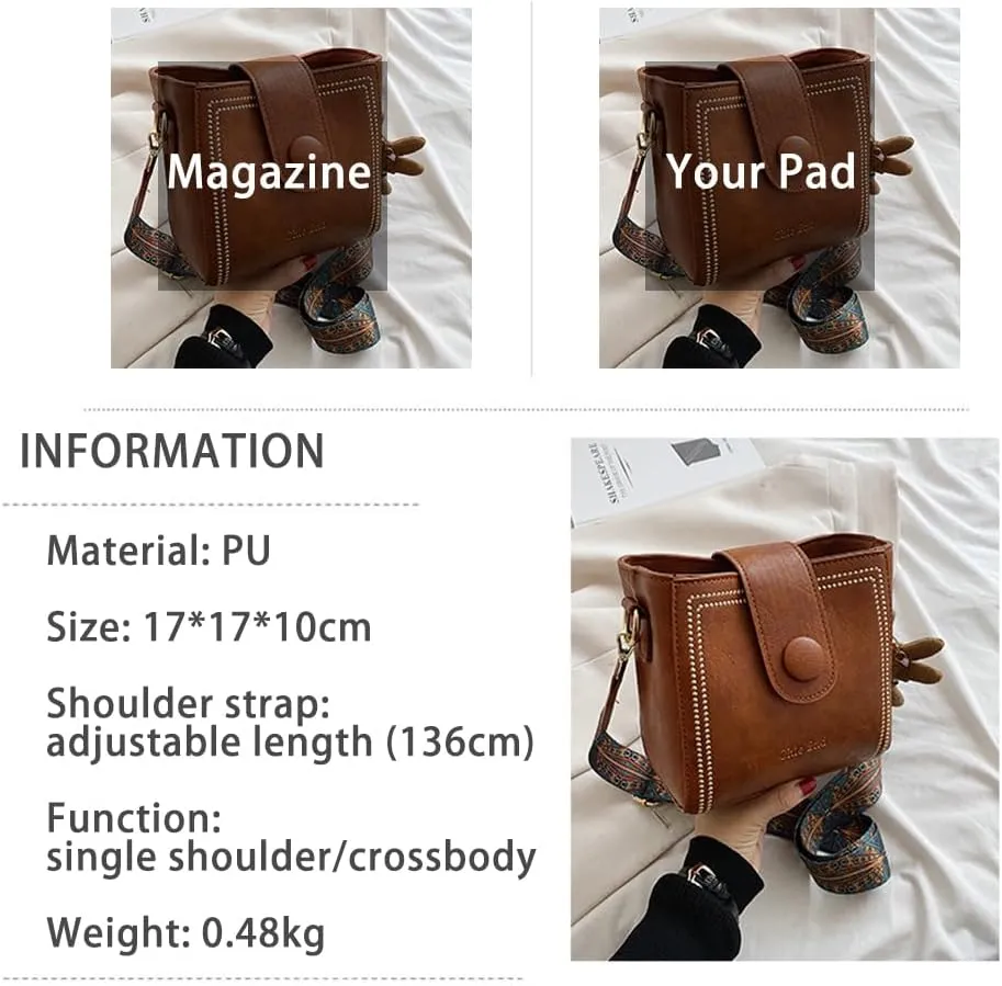 Bootara Bucket Bag Bootara Women's Vintage Bunny Charm Bucket Bag Adjustable Convertible Shoulder Crossbody 2025 New