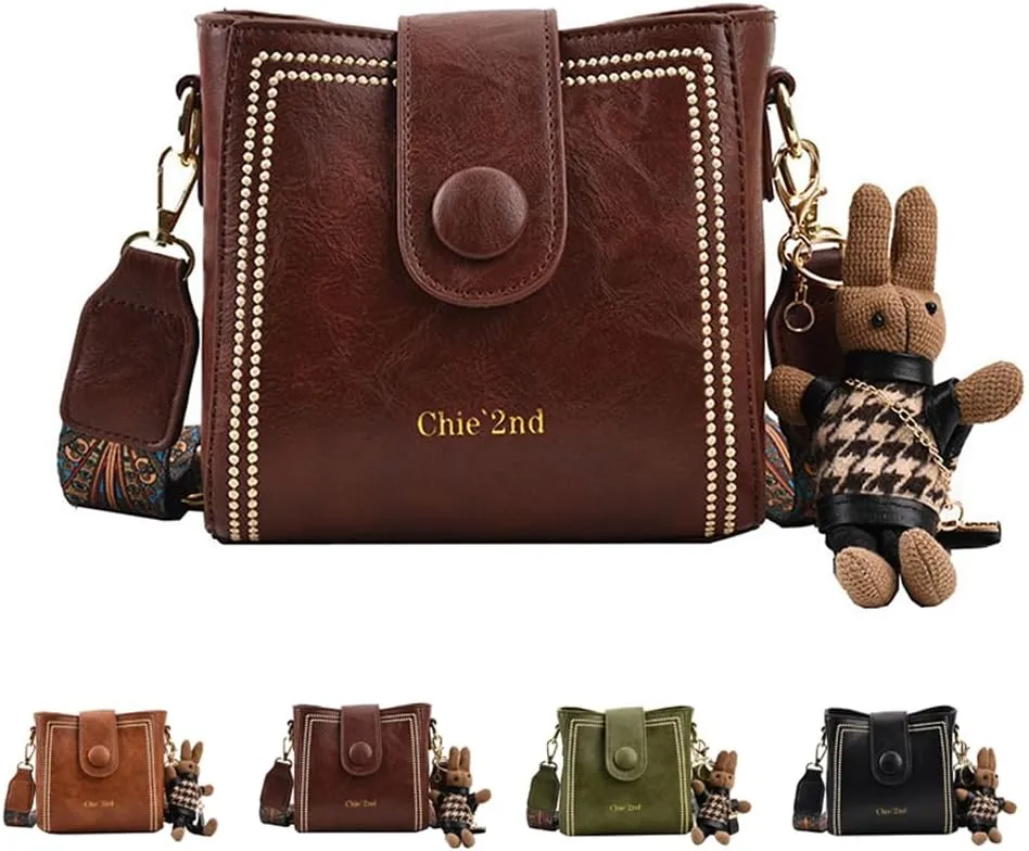 Bootara Bucket Bag Bootara Women's Vintage Bunny Charm Bucket Bag Adjustable Convertible Shoulder Crossbody 2025 New