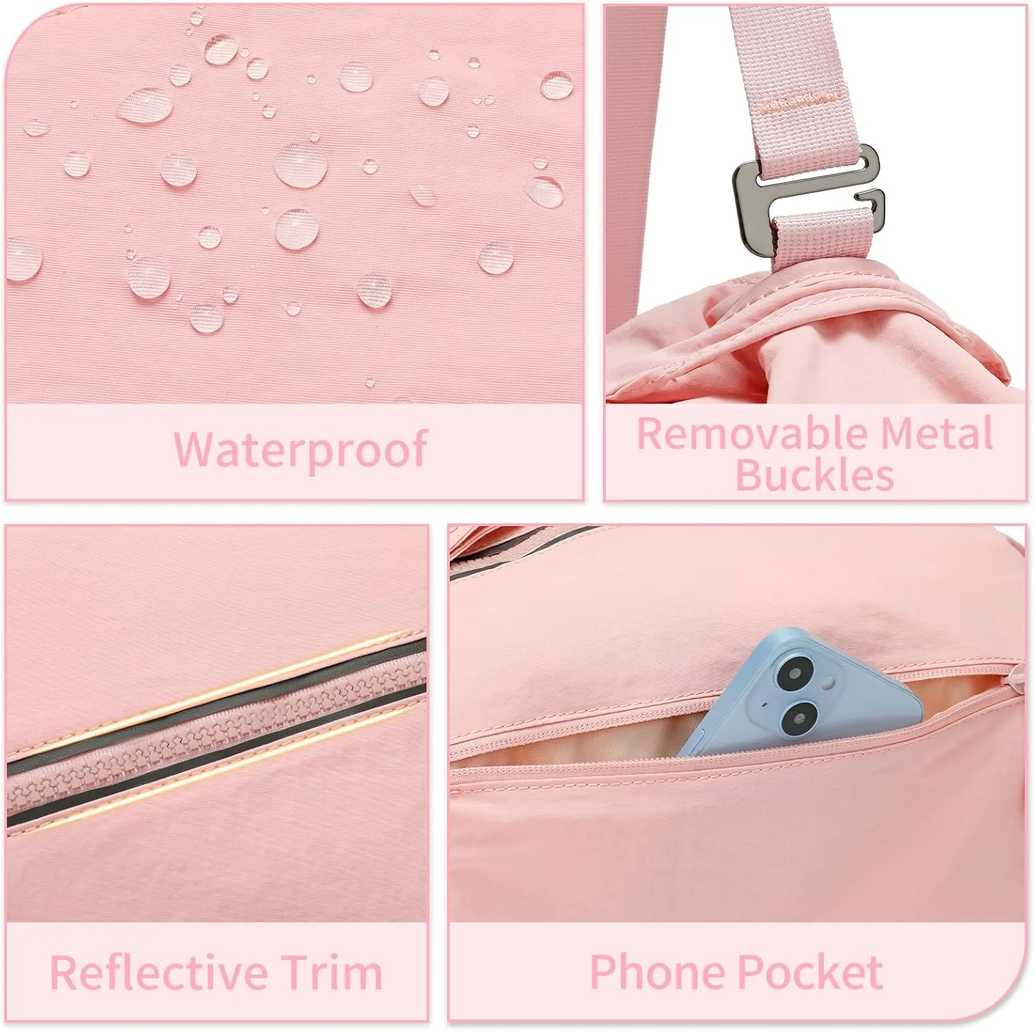 BOSSTIN Small Gym Bag for Women Men, Small Duffle Bag Crossbody Bags for Women, Lightweight Compact Sports Bag for Gym Work Fitness Travel, 3 in 1 Workout Bag-Hot Pink