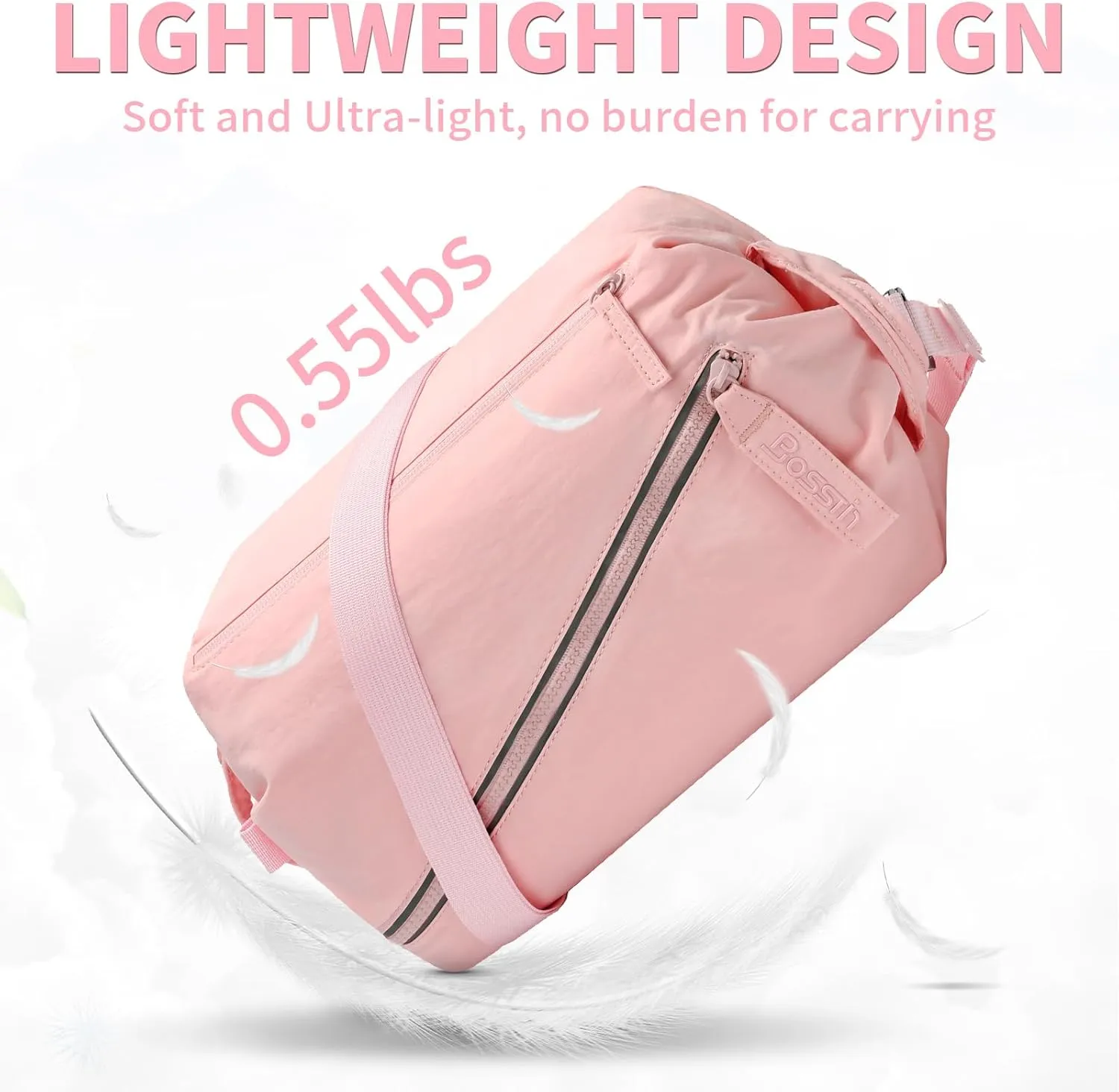 BOSSTIN Small Gym Bag for Women Men, Small Duffle Bag Crossbody Bags for Women, Lightweight Compact Sports Bag for Gym Work Fitness Travel, 3 in 1 Workout Bag-Hot Pink