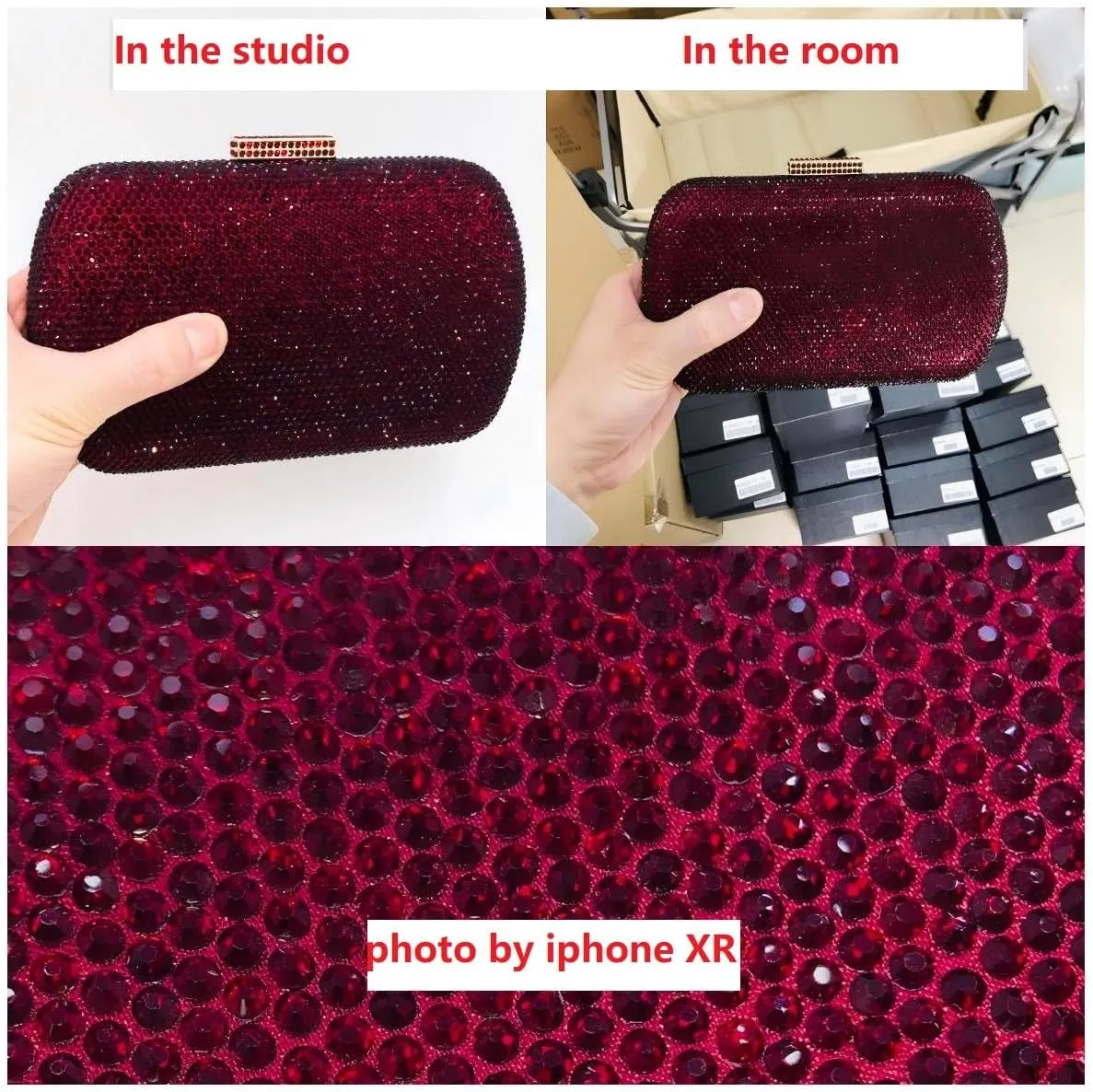 Boutique De FGG Bling Evening Bags and Clutches for Women Formal Party Crystal Clutch Bag Wedding Rhinestone Handbags,Mini