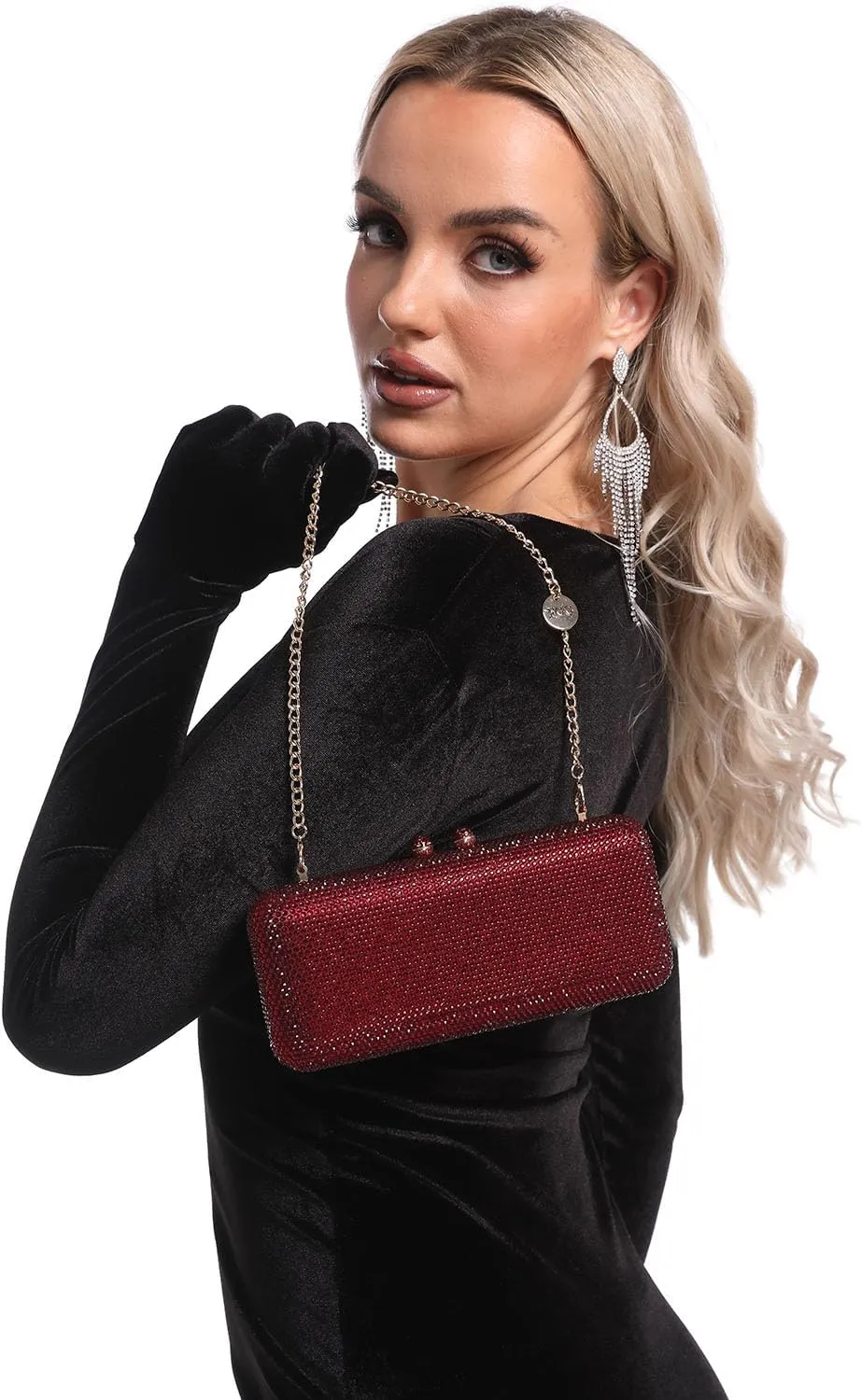 Boutique De FGG Evening Bags and Clutches Women Formal Crystal Clutch Handbags Wedding Rhinestone Clutch Purse,Mini