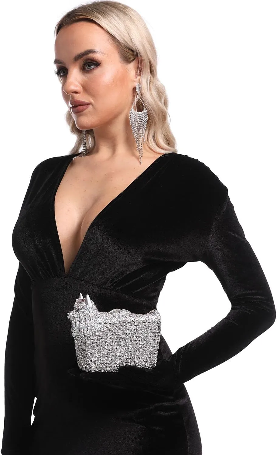Boutique De FGG Puppy Evening Bags and Clutches for Women Formal Party Poodle Dog Crystal Clutch Purse Wedding Handbag