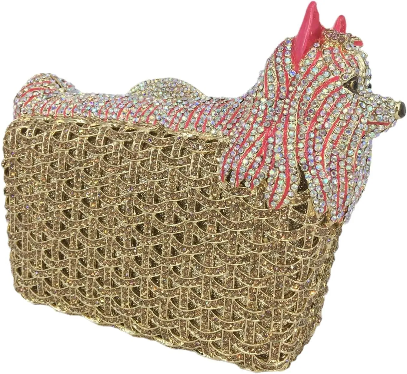Boutique De FGG Puppy Evening Bags and Clutches for Women Formal Party Poodle Dog Crystal Clutch Purse Wedding Handbag