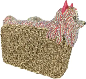Boutique De FGG Puppy Evening Bags and Clutches for Women Formal Party Poodle Dog Crystal Clutch Purse Wedding Handbag