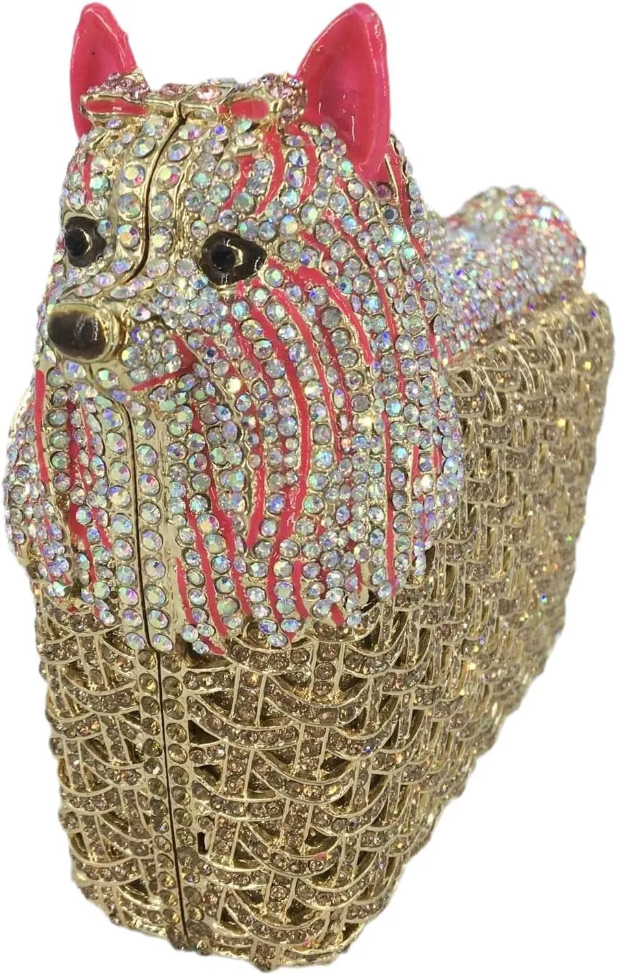 Boutique De FGG Puppy Evening Bags and Clutches for Women Formal Party Poodle Dog Crystal Clutch Purse Wedding Handbag