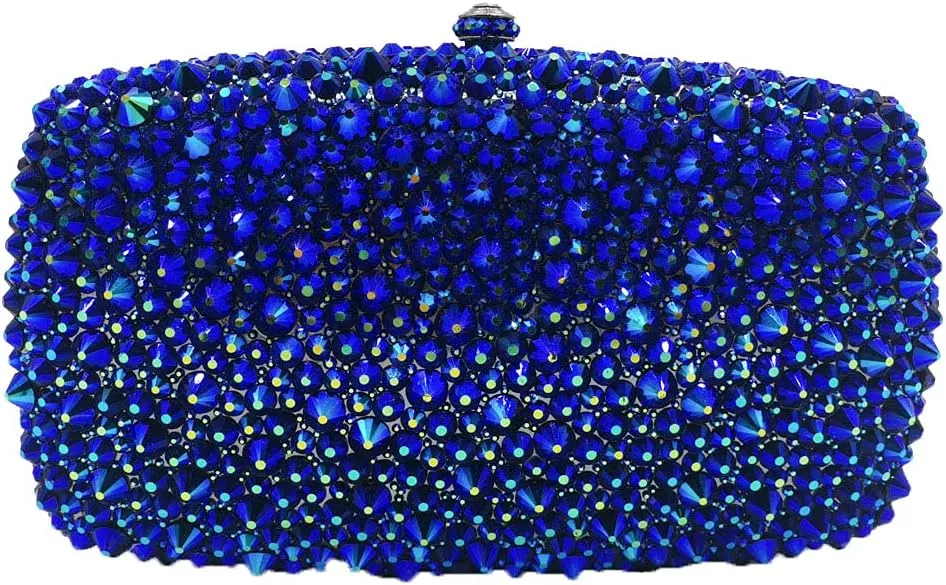 Boutique De FGG Rhinestone Clutch Bag with Spikes Bling Evening Handbags Crystal Clutch Purses for Women Wedding Party,Mini