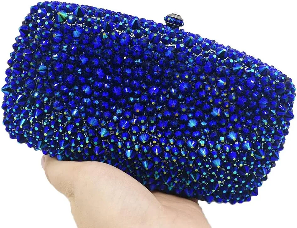 Boutique De FGG Rhinestone Clutch Bag with Spikes Bling Evening Handbags Crystal Clutch Purses for Women Wedding Party,Mini