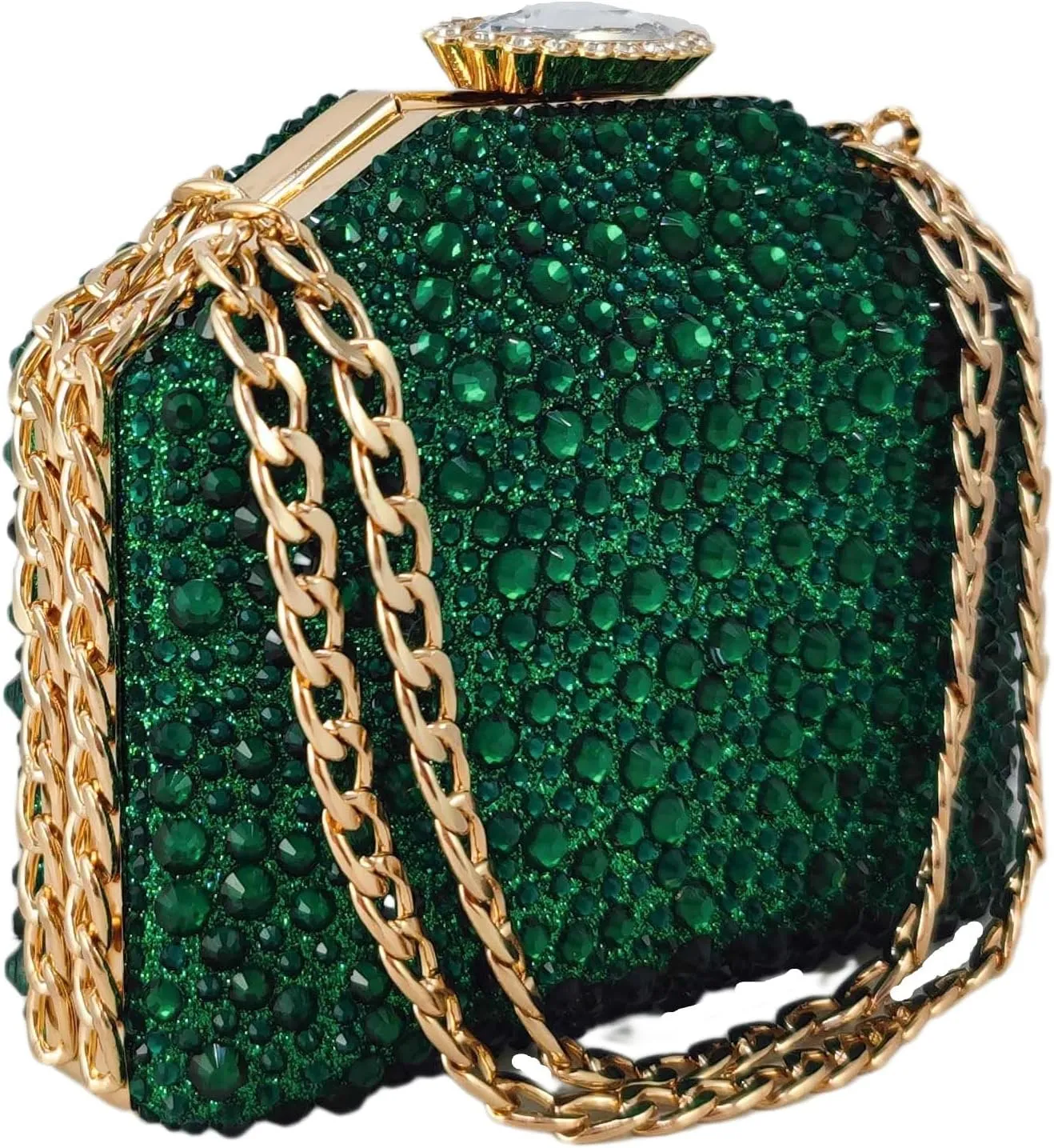 Boutique De FGG Rhinestone Clutch Purse Metal Clutches for Women Party Evening Handbags Prom Crystal Clutch Bag, Mini