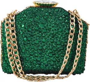 Boutique De FGG Rhinestone Clutch Purse Metal Clutches for Women Party Evening Handbags Prom Crystal Clutch Bag, Mini