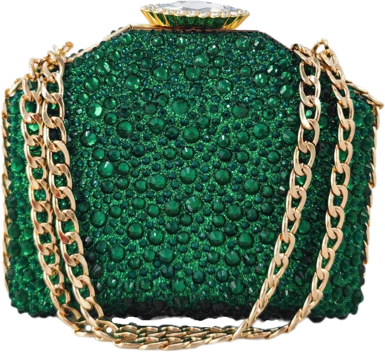 Boutique De FGG Rhinestone Clutch Purse Metal Clutches for Women Party Evening Handbags Prom Crystal Clutch Bag, Mini
