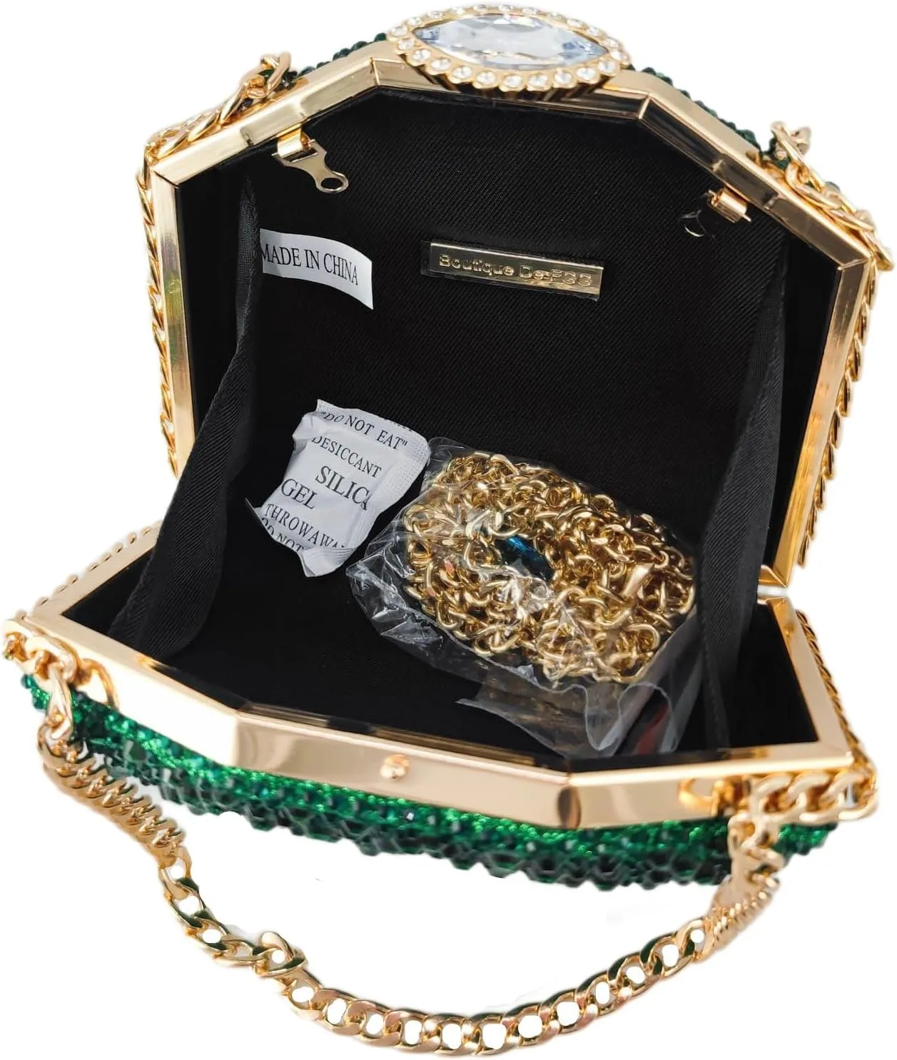 Boutique De FGG Rhinestone Clutch Purse Metal Clutches for Women Party Evening Handbags Prom Crystal Clutch Bag, Mini