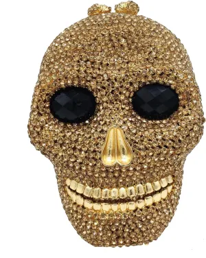 Boutique De FGG Skull Crystal Clutch Purse for Women Formal Rhinestone Clutch Evening Bag Halloween Minaudiere Handbag,Mini