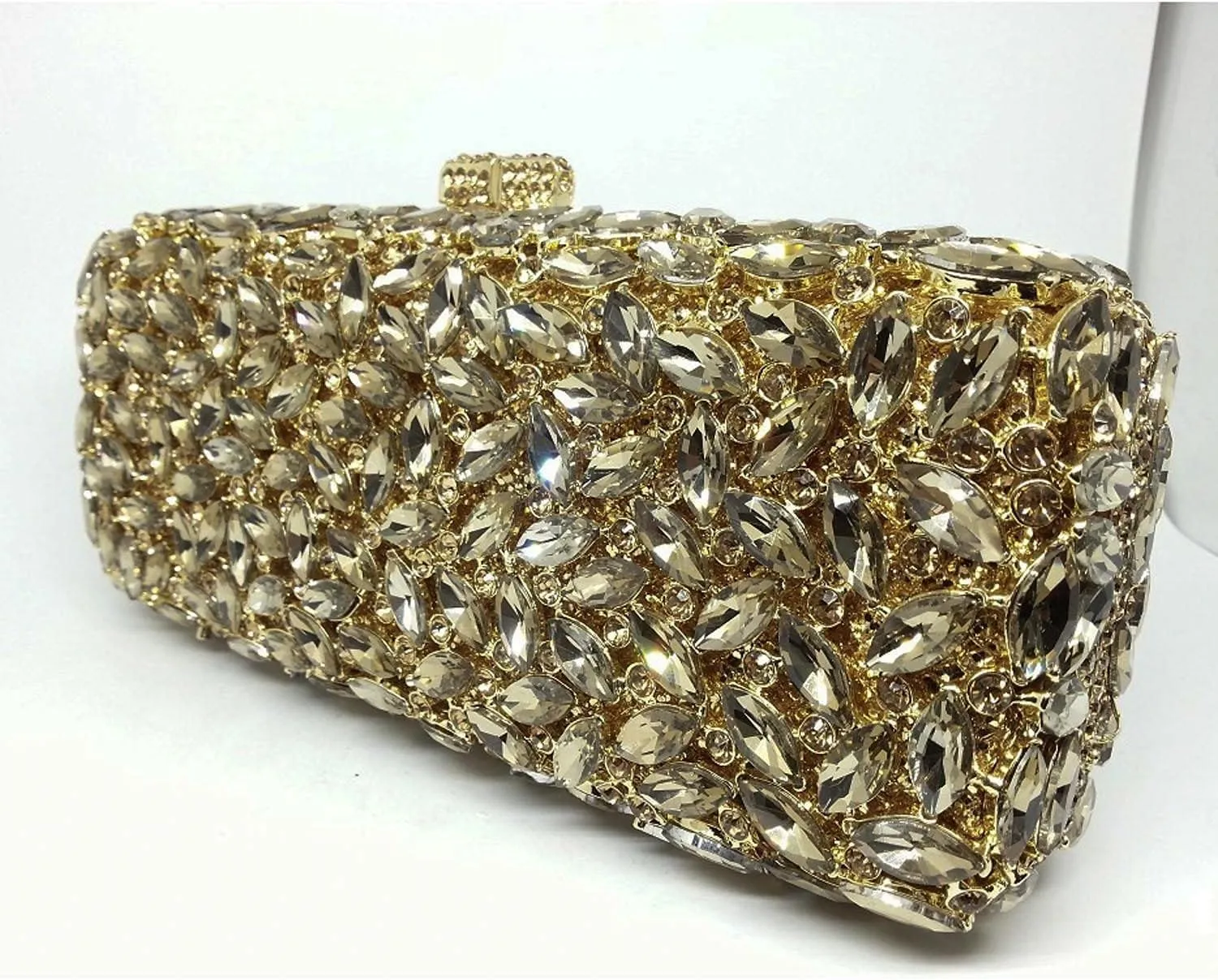 Boutique De FGG Women Crystal Clutch Bag Minaudiere Box Handbag Party Prom Rhinestone Clutch Purse Wedding Bag, Mini