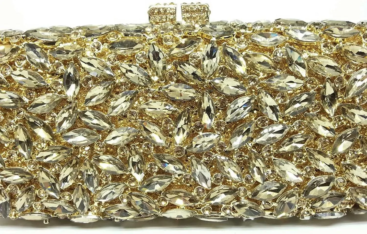 Boutique De FGG Women Crystal Clutch Bag Minaudiere Box Handbag Party Prom Rhinestone Clutch Purse Wedding Bag, Mini