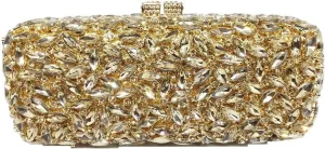 Boutique De FGG Women Crystal Clutch Bag Minaudiere Box Handbag Party Prom Rhinestone Clutch Purse Wedding Bag, Mini