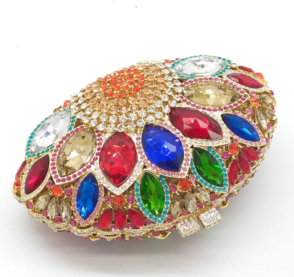 Boutique De FGG Women Peacock Clutch Purses for Women Formal Crystal Evening Bags Bridal Wedding Rhinestone Clutch Bag,Mini