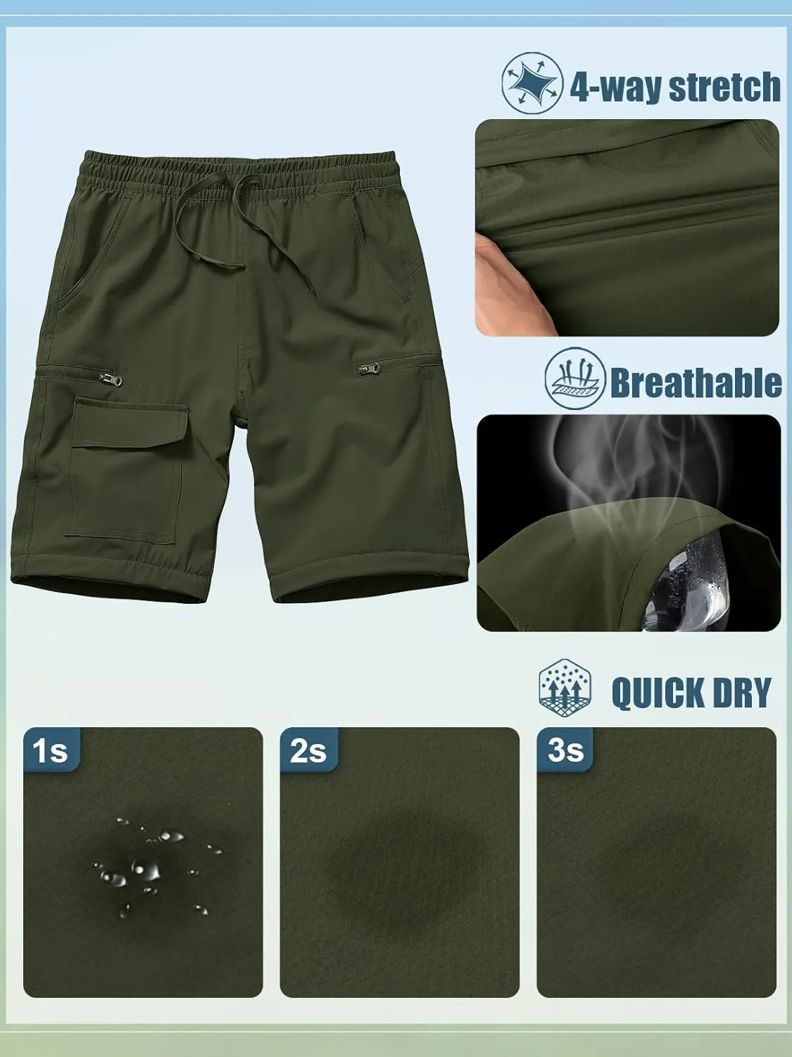 Boys Kids Hiking Cargo Pants, Youth Outdoor Quick Dry UPF 50 Lightweight Waterproof Climbing Caming Safari Convertible Pants