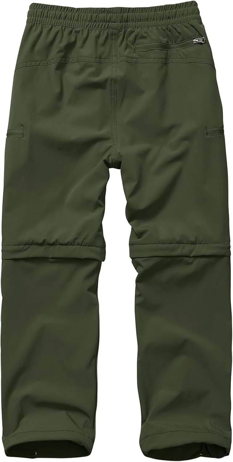 Boys Kids Hiking Cargo Pants, Youth Outdoor Quick Dry UPF 50 Lightweight Waterproof Climbing Caming Safari Convertible Pants