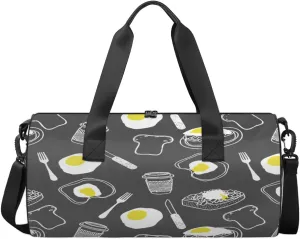 Breakfast Coffee Sports Duffel Bag, Gym Tote Bag Waterproof Weekender Travel Bag for Overnight Travel Luggage Workout Women Men
