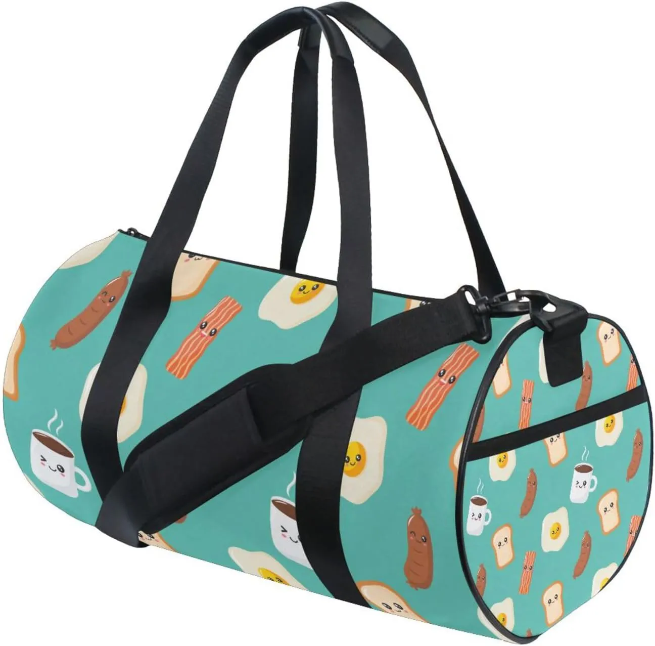 Breakfast Food Pattern Duffel Bag Canvas Travel Weekender Luggage Gym Handbag for Men Women