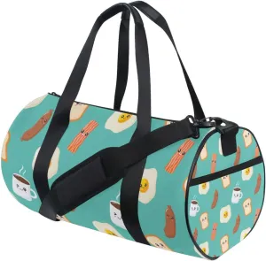 Breakfast Food Pattern Duffel Bag Canvas Travel Weekender Luggage Gym Handbag for Men Women