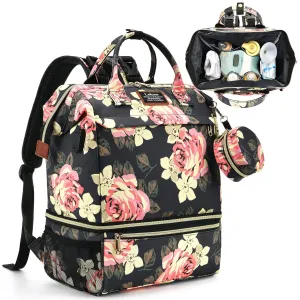 Breast Pump Backpack with Pacifier Case, Cooler & Moistureproof Diaper Bag Backpack Tote Bag with USB Charging Port & Headphone, Double Layer Stroller Straps Multipurpose Backpack for Working Mothers