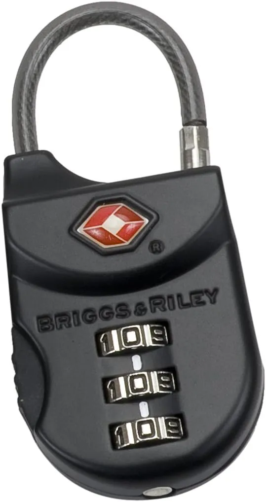 Briggs & Riley TSA Approved Cable Lock for Luggage & Suitcases - Travel Lock, 3 Digit Combination, Flexible Cable for Zippered Bags - Luggage Accessories, Black