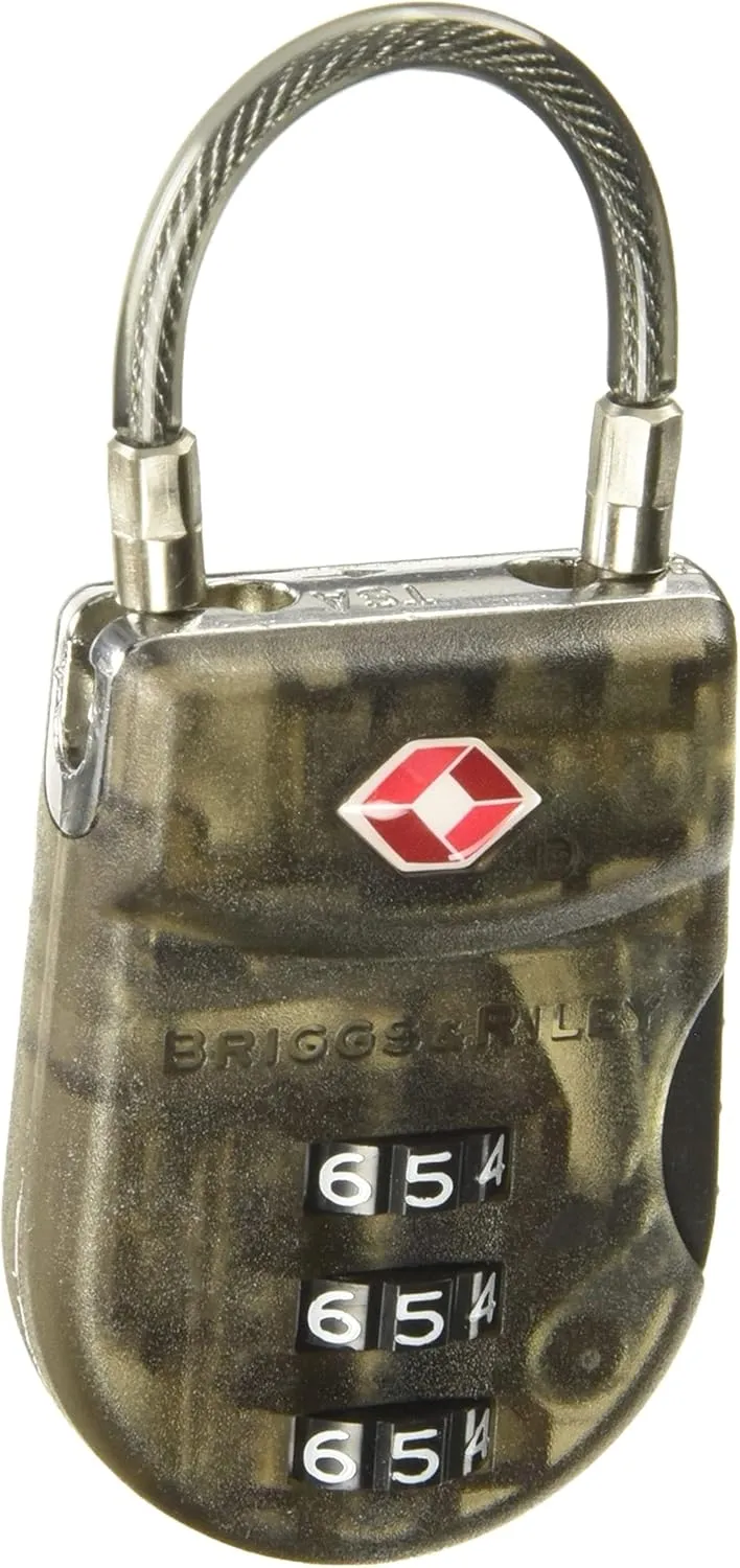 Briggs & Riley TSA Approved Cable Lock for Luggage & Suitcases - Travel Lock, 3 Digit Combination, Flexible Cable for Zippered Bags - Luggage Accessories, Smoke