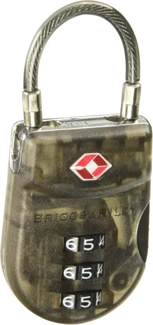 Briggs & Riley TSA Approved Cable Lock for Luggage & Suitcases - Travel Lock, 3 Digit Combination, Flexible Cable for Zippered Bags - Luggage Accessories, Smoke