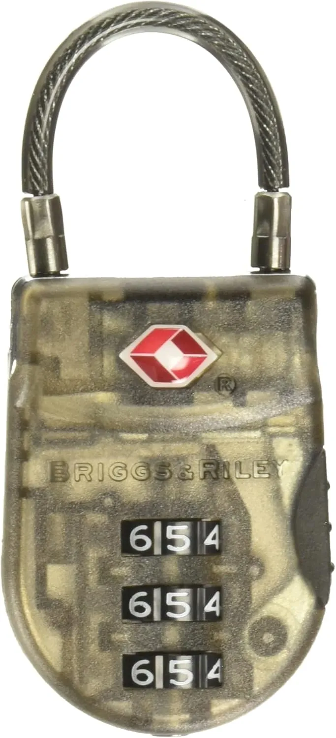 Briggs & Riley TSA Approved Cable Lock for Luggage & Suitcases - Travel Lock, 3 Digit Combination, Flexible Cable for Zippered Bags - Luggage Accessories, Smoke