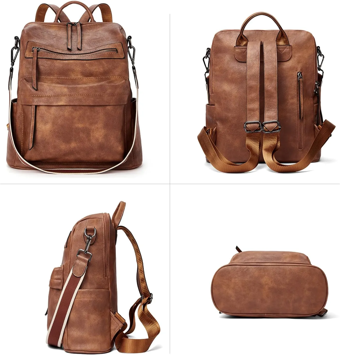 BROMEN Backpack Purse for Women Fashion Leather Designer Travel Large Ladies Shoulder Bags