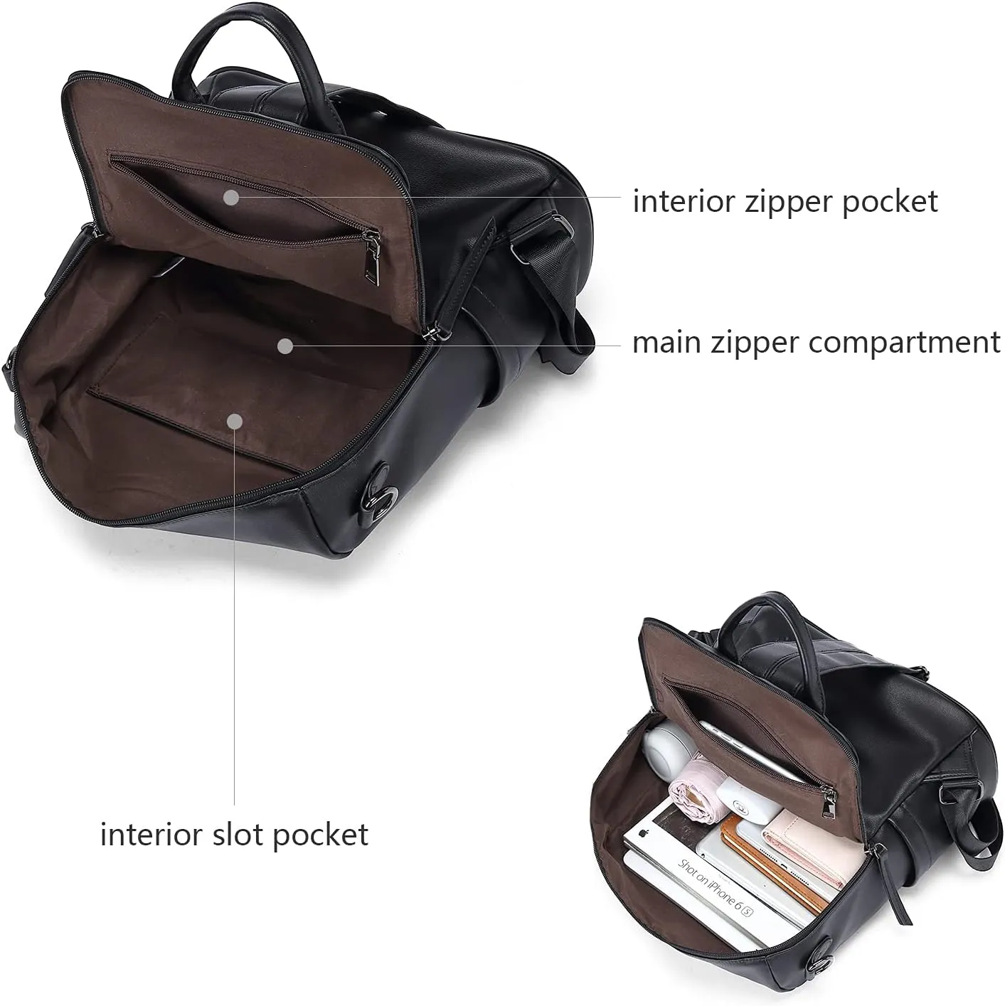 BROMEN Backpack Purse for Women Fashion Leather Designer Travel Large Ladies Shoulder Bags