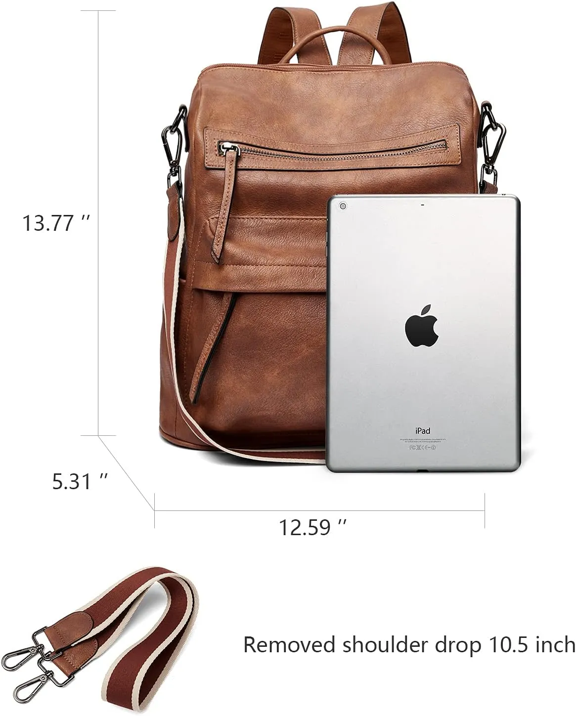 BROMEN Backpack Purse for Women Fashion Leather Designer Travel Large Ladies Shoulder Bags