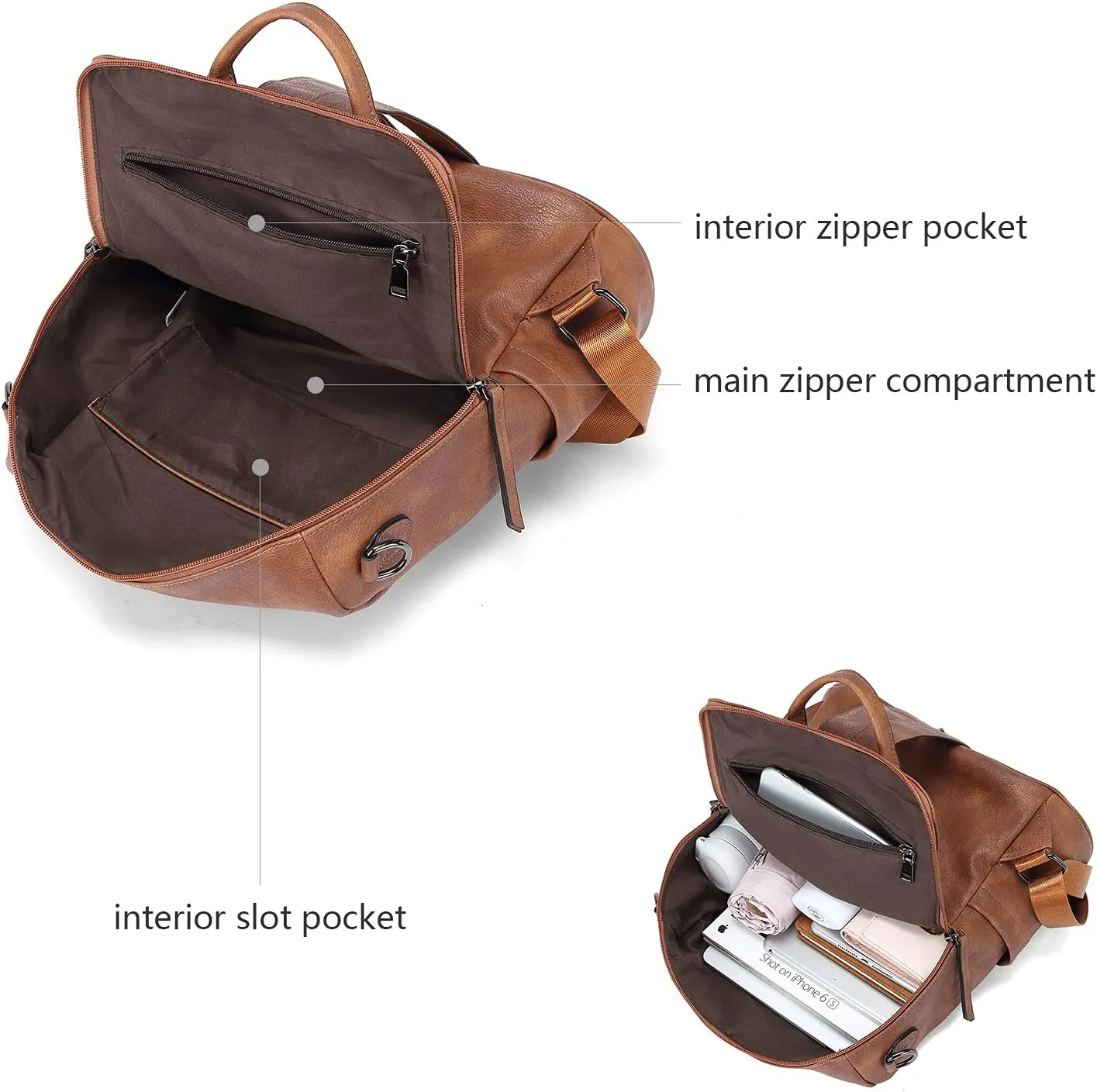 BROMEN Backpack Purse for Women Fashion Leather Designer Travel Large Ladies Shoulder Bags