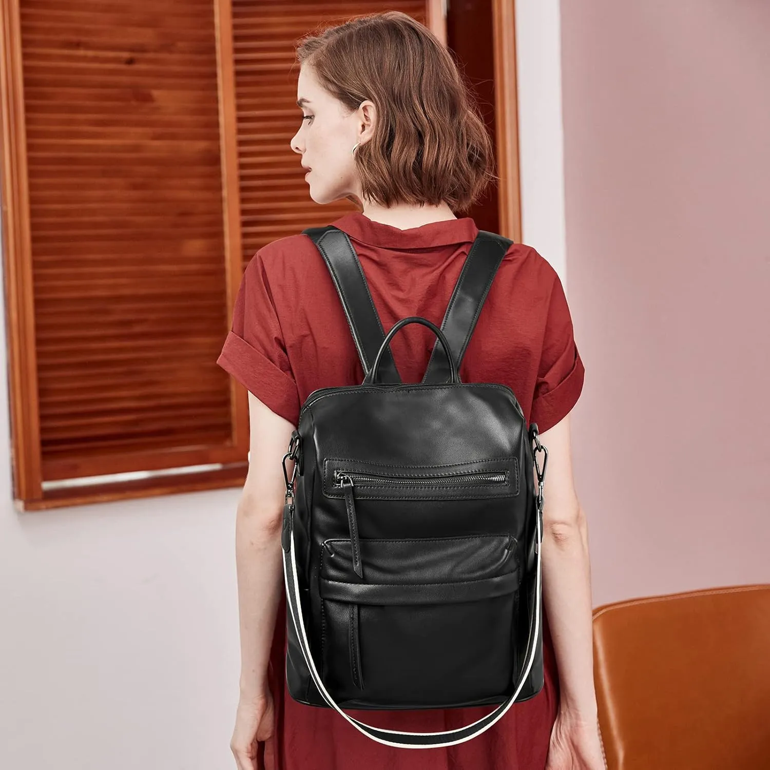 BROMEN Backpack Purse for Women Fashion Leather Designer Travel Large Ladies Shoulder Bags