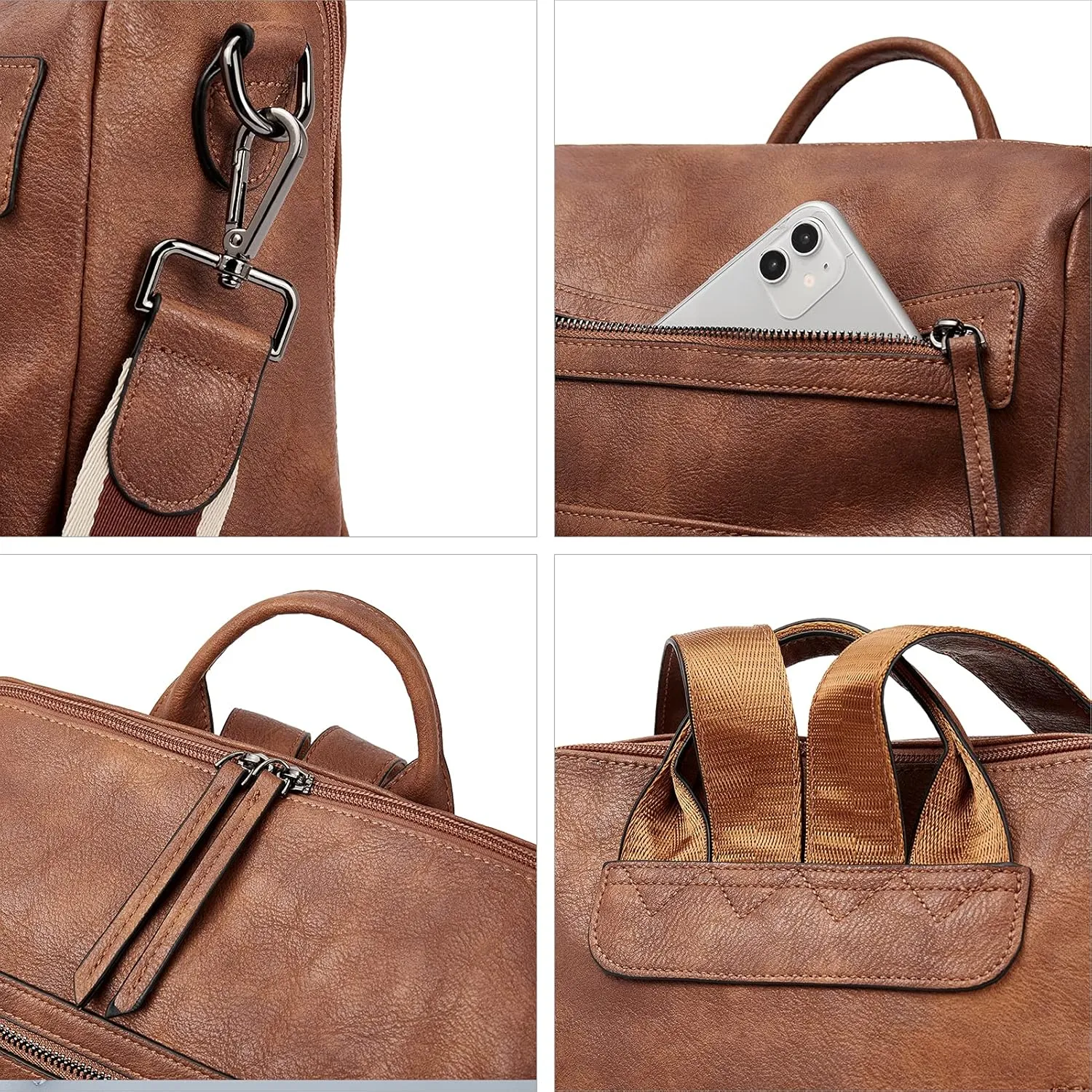BROMEN Backpack Purse for Women Fashion Leather Designer Travel Large Ladies Shoulder Bags